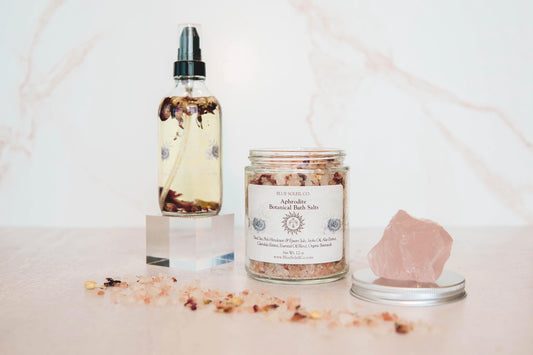 Aphrodite Botanical Bath Salts: Himalayan Pink Salt, Geranium, Ylang Ylang, Lavender Essential Oils